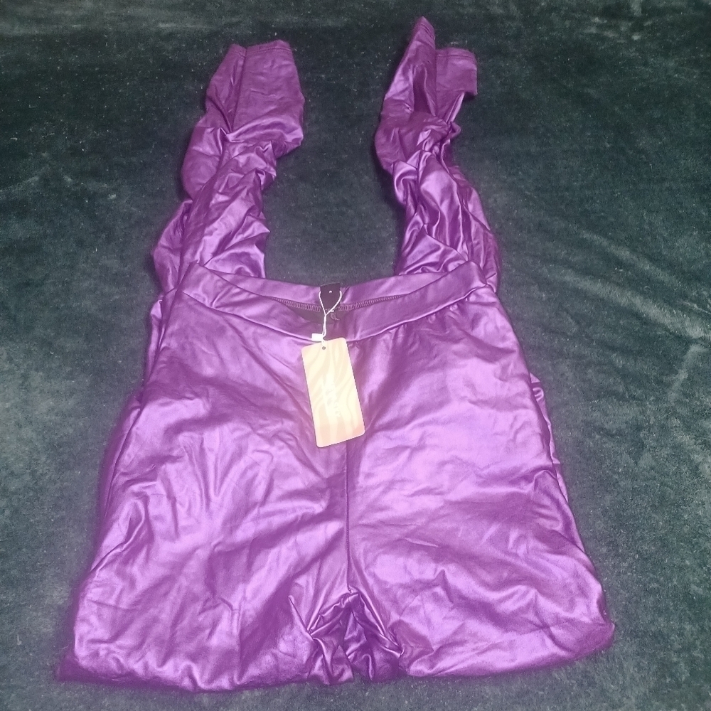 Metallic Purple- Ruched Pants- W Sz Small 4 - Picture 2 of 4